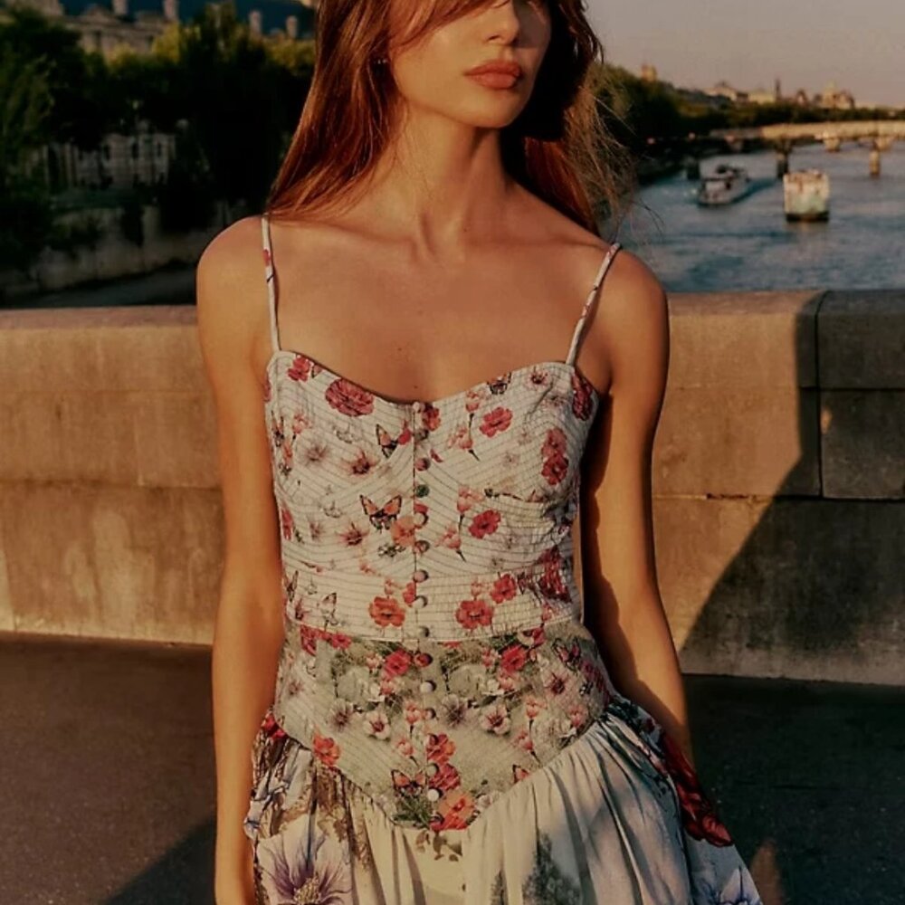 New Anthropologie The Muse Basque-Waist Midi Dress NWT - Picture 6 of 12